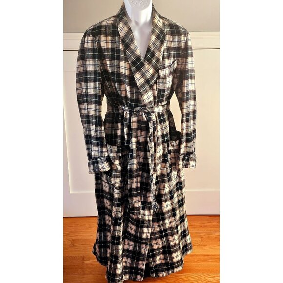 Vintage Pendleton Mens Wool Plaid Tartan Robe With Belted Waist & Shawl Collar - Picture 1 of 11
